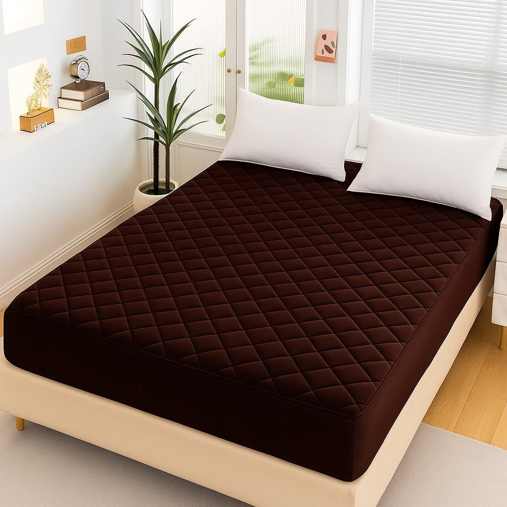 Microfiber Quilted Waterproof Mattress Protector - Dark Brown