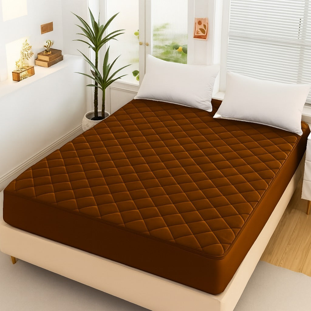 Microfiber Quilted Waterproof Mattress Protector - Dark Brown